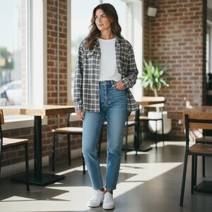 Mens Woolrich Monochrome Plaid Shirt Size XL